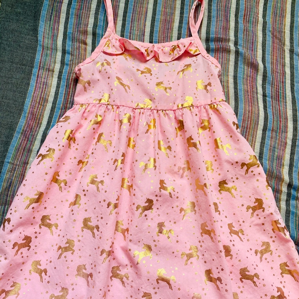 Gold foil unicorn print sundress girls size 6x